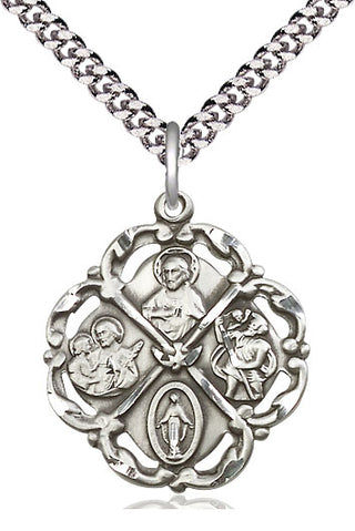Sterling Silver 5-Way Medal Catholic Jewelry