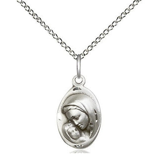 Sterling Silver Madonna & Child Medal Religious and Catholic Jewelry