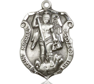 Pewter Saint Michael the Archangel Shield Medal Engraved Catholic Saint Jewelry