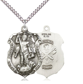 Sterling Silver Saint Michael National Guard Medal Catholic Jewelry