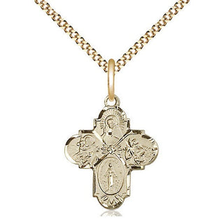 14kt Gold Filled 4-Way Medal Religious Jewelry