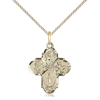 14kt Gold Filled 4-Way Medal Religious Jewelry