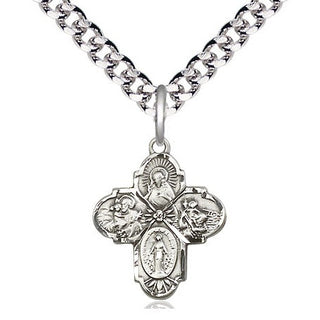 Pewter 4-Way Medal Religious Jewelry