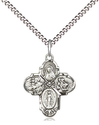 Sterling Silver 4-Way Medal Religious Jewelry