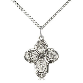 Sterling Silver 4-Way Medal Religious Jewelry