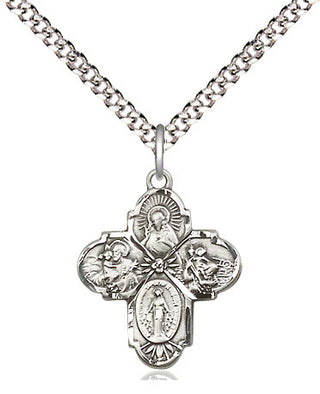 Sterling Silver 4-Way Medal Religious Jewelry