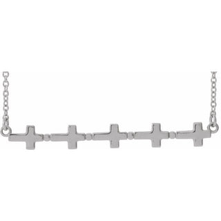 Platinum Sideways Cross Bar 18" Necklace   