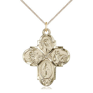 14kt Gold Filled 4-Way Medal Catholic Jewelry