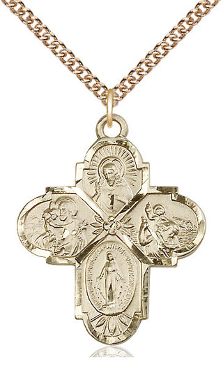 14kt Gold Filled 4-Way Medal Catholic Jewelry