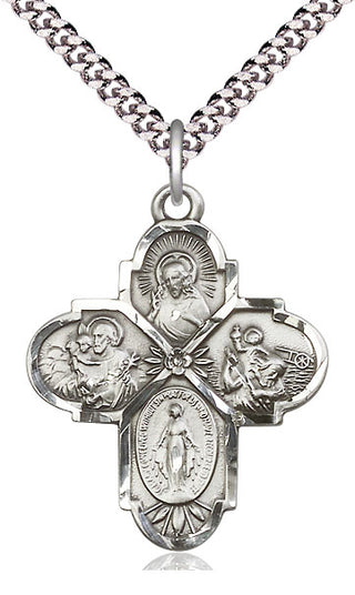 Pewter 4-Way Medal Catholic Jewelry