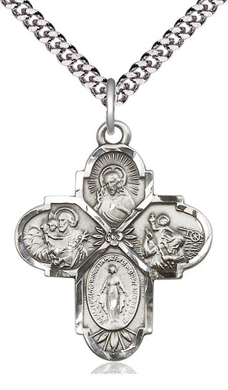 Pewter 4-Way Medal Catholic Jewelry