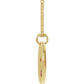 14K Yellow Natural Citrine Pierced Cross Disc 16-18" Necklace
