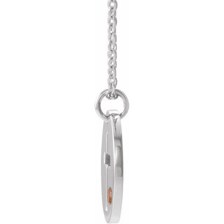 14K White Natural Citrine Pierced Cross Disc 16-18" Necklace