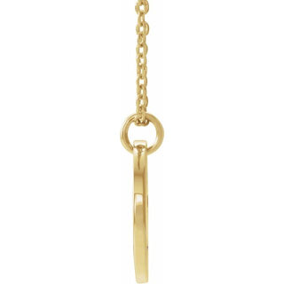 14K Yellow Natural Tourmaline Pierced Cross Disc 16-18" Necklace