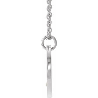 14K White Natural Sapphire Pierced Cross Disc 16-18" Necklace