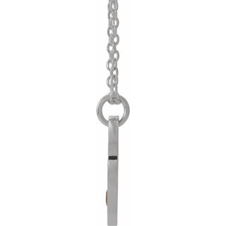 14K White Natural Garnet Pierced Cross Disc 16-18" Necklace