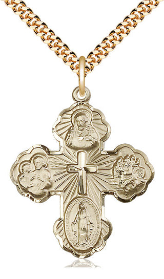 14kt Gold Filled 5-Way Medal Catholic Jewelry