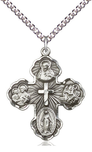 Sterling Silver 5-Way Medal Catholic Jewelry