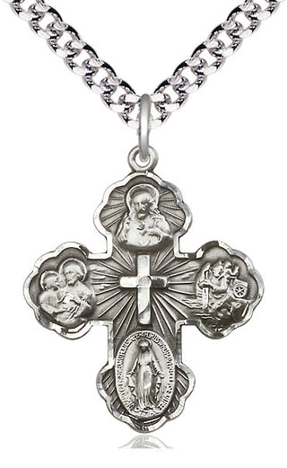 Sterling Silver 5-Way Medal Catholic Jewelry