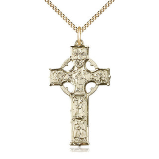 14kt Gold Filled Celtic Cross Medal Catholic Jewelry