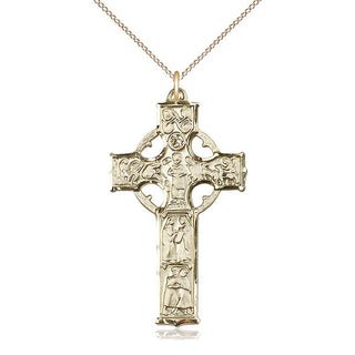 14kt Gold Filled Celtic Cross Medal Catholic Jewelry