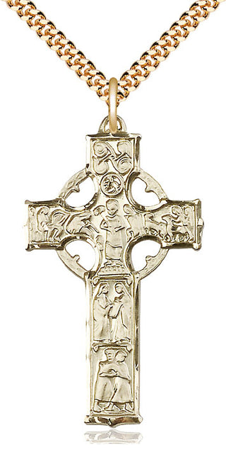 14kt Gold Filled Celtic Cross Medal Catholic Jewelry