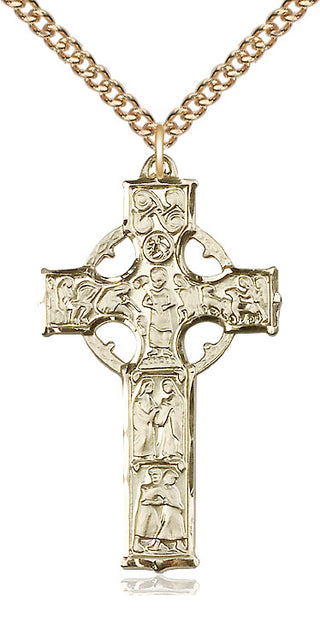 14kt Gold Filled Celtic Cross Medal Catholic Jewelry