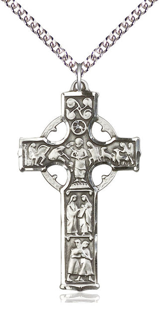 Sterling Silver Celtic Cross Medal Catholic Jewelry