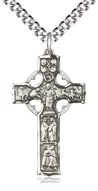 Sterling Silver Celtic Cross Medal Catholic Jewelry