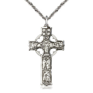 Sterling Silver Celtic Cross Medal Catholic Jewelry