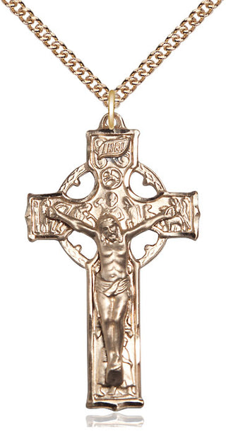 14kt Gold Filled Celtic Crucifix Medal Catholic Jewelry