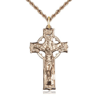 14kt Gold Filled Celtic Crucifix Medal Catholic Jewelry