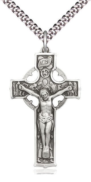 Sterling Silver Celtic Crucifix Medal Catholic Jewelry