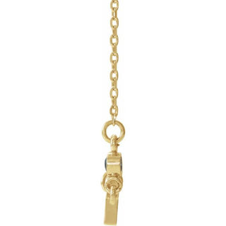 14K Yellow Natural Aquamarine Sideways Cross 16-18" Necklace