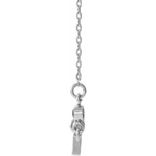 Sterling Silver Natural Aquamarine Sideways Cross 16-18" Necklace