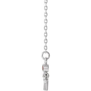 Sterling Silver Natural Mozambique Garnet Sideways Cross 16-18" Necklace