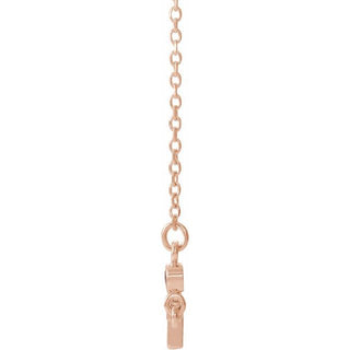 14K Rose Natural Ruby Sideways Cross 16-18" Necklace