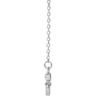 14K White Natural Blue Zircon Sideways Cross 16-18" Necklace