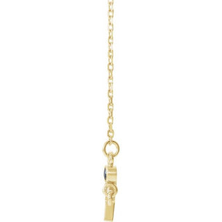 14K Yellow Natural Blue Sapphire Sideways Cross 16-18" Necklace