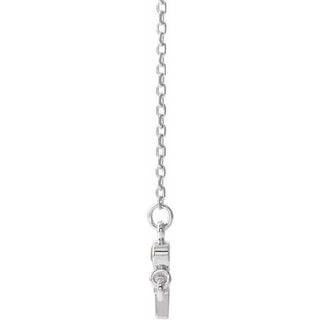 14K White Natural Peridot Sideways Cross 16-18" Necklace
