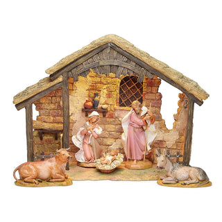 7.5-Inch Scale 5 Figure Nativity With Lighted Stable