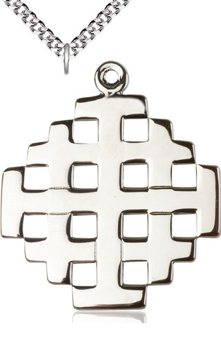 Sterling Silver Jerusalem Cross Medal Catholic Jewelry