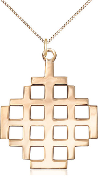 14kt Gold Filled Jerusalem Cross Medal Catholic Jewelry