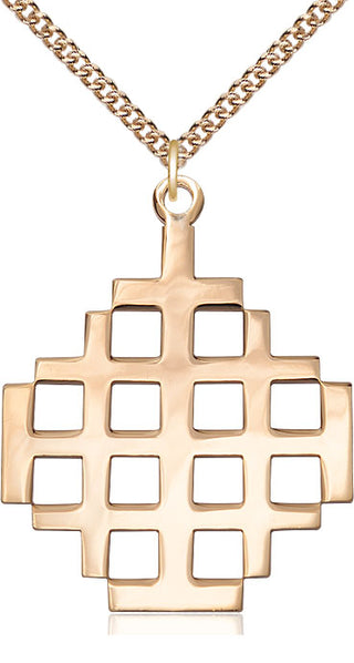 14kt Gold Filled Jerusalem Cross Medal Catholic Jewelry