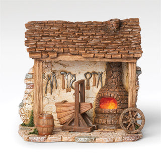 8-Inch Led Blacksmith Shop For 5-Inch Scale Nativity Figures