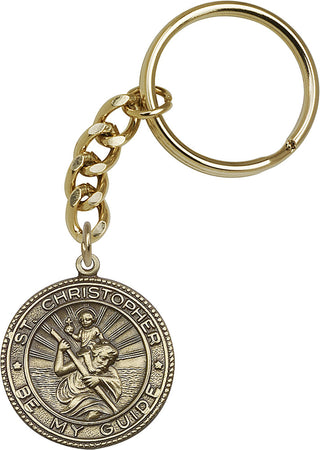 Gold Oxide Saint Christopher Keychain