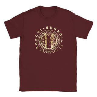 St. Benedict Medal Gold on Black T-Shirt - view 9
