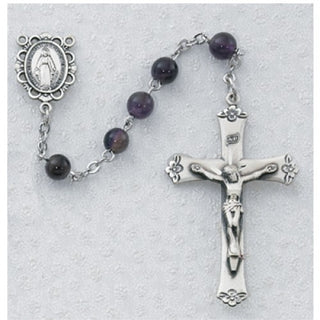 Sterling Silver 6MM Genuine Amethyst Rosary