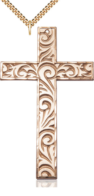 14kt Gold Filled Knurled Cross Medal Catholic Jewelry