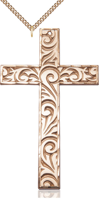 14kt Gold Filled Knurled Cross Medal Catholic Jewelry